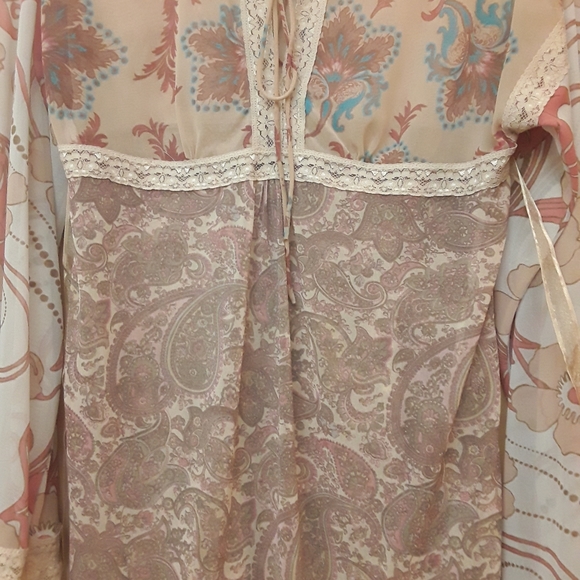 Pink Cream Boho Lace Paisley Top S - Picture 14 of 14